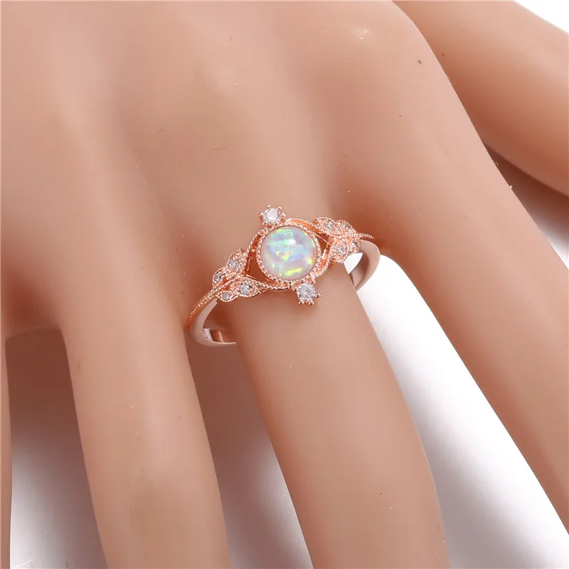 AMORUI Радуга опал лунный камень Корона Свадебные Кольца для женщин с открытыми