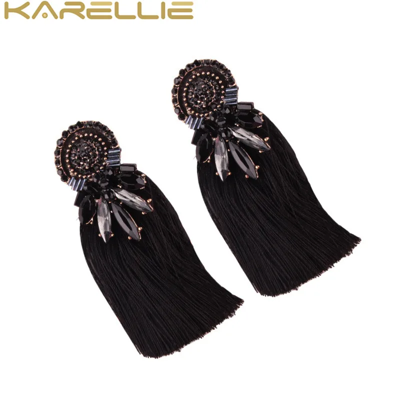 KARELLIE Women Hot Rhinestone Tassel Statement Earring Ethnic Drop Earrings for Gifts Fashion Party Jewelry Wholesale | Украшения и