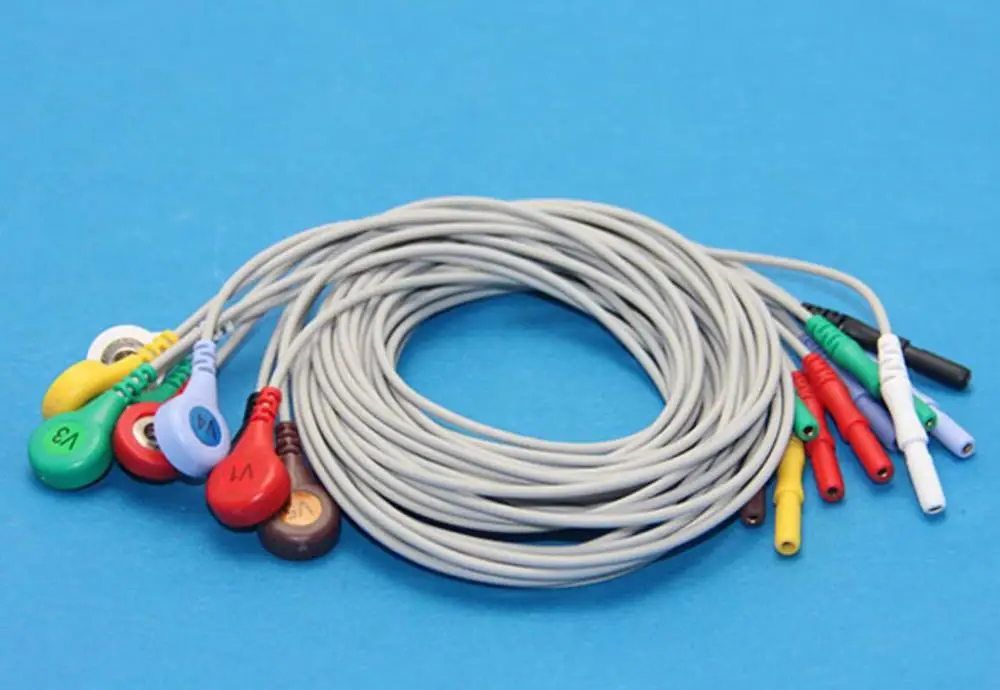 Din 1 5 стильный holter ecg кабель 7 lead Holter leadпровода рекордер ECG 10 Набор для мониторинга