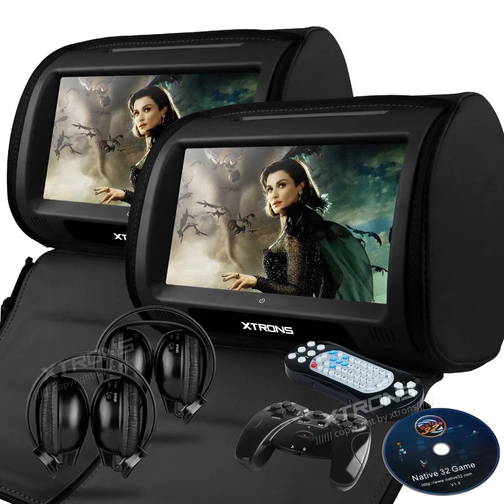 Автомобильный подголовник со встроенным HD DVD проигрывателем XTRONS размером 2X 9&quot с