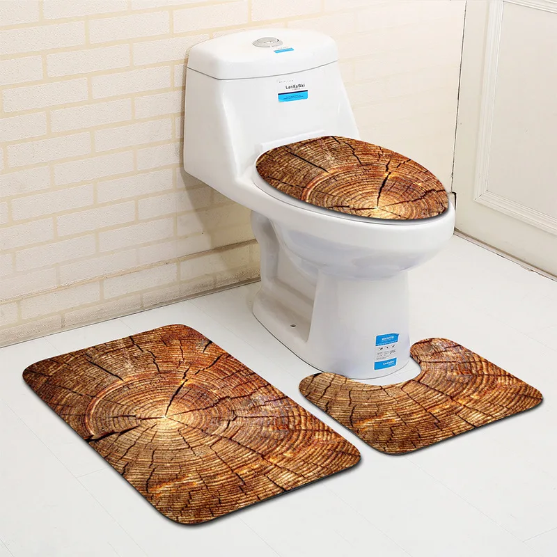 free shipping 3pcs classc banyo wood grain bathroom carpet toilet u type bath mat set non slip tapis salle de bain alfombra bano free global shipping