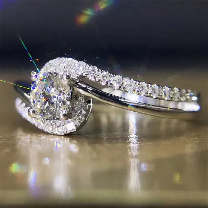 Женское винтажное обручальное кольцо LASAMERO белое золото 18 К с натуральными