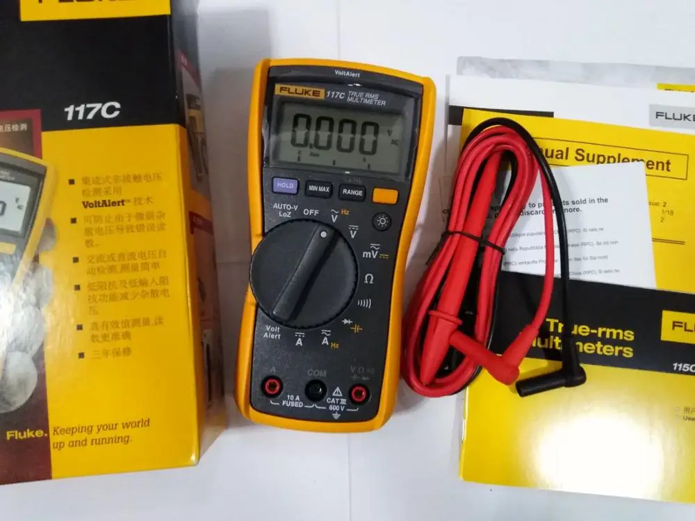 Цифровой мультиметр Fluke 117C True RMS с автоматическим напряжением с током переменного/постоянного тока, емкостью, сопротивлением, измерением частоты