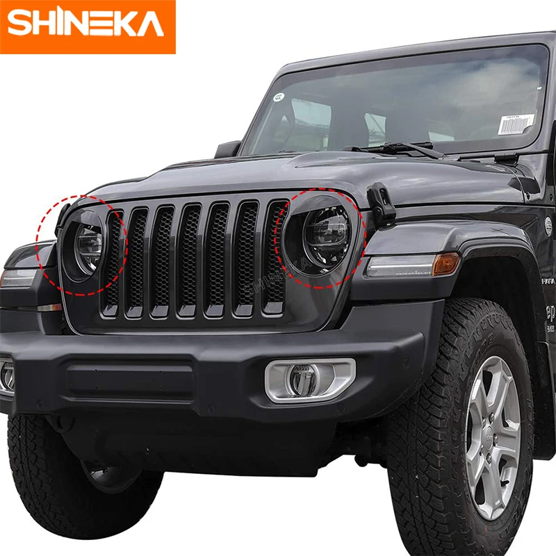 

SHINEAK Lamp Hood Black Headlight Cover Bezels Angry Bird Head Light Trim 2018 for Jeep Wrangler JL JLU