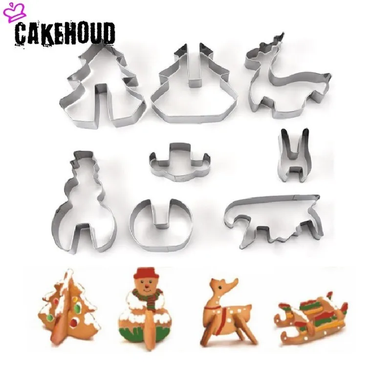 CAKEHOUD 8 шт набор Рождественская трехмерная форма для печенья пищевая из