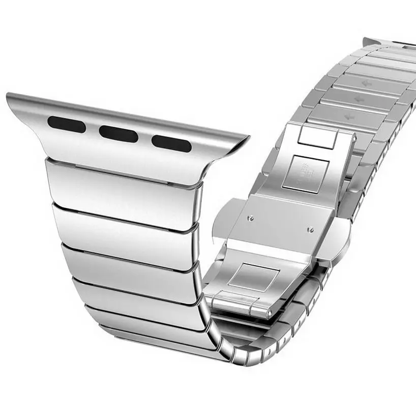 Ремешок из нержавеющей стали для Apple Watch Band 40 мм 44 38 42 Бабочка Пряжка металлический