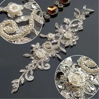 1 pair 2311 cm beaded wedding veil head ornaments lace applique for wedding dresses lace trim bridal diy lace accessories pa055