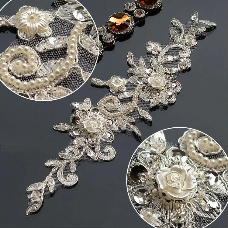 Кружевная аппликация для свадебных платьев 1 пара 23 х11 см|lace applique|lace accessoriesdiy lace |