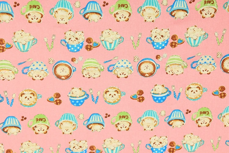 Половинная утолщенная хлопковая ткань с мультяшным принтом милой панды ручная