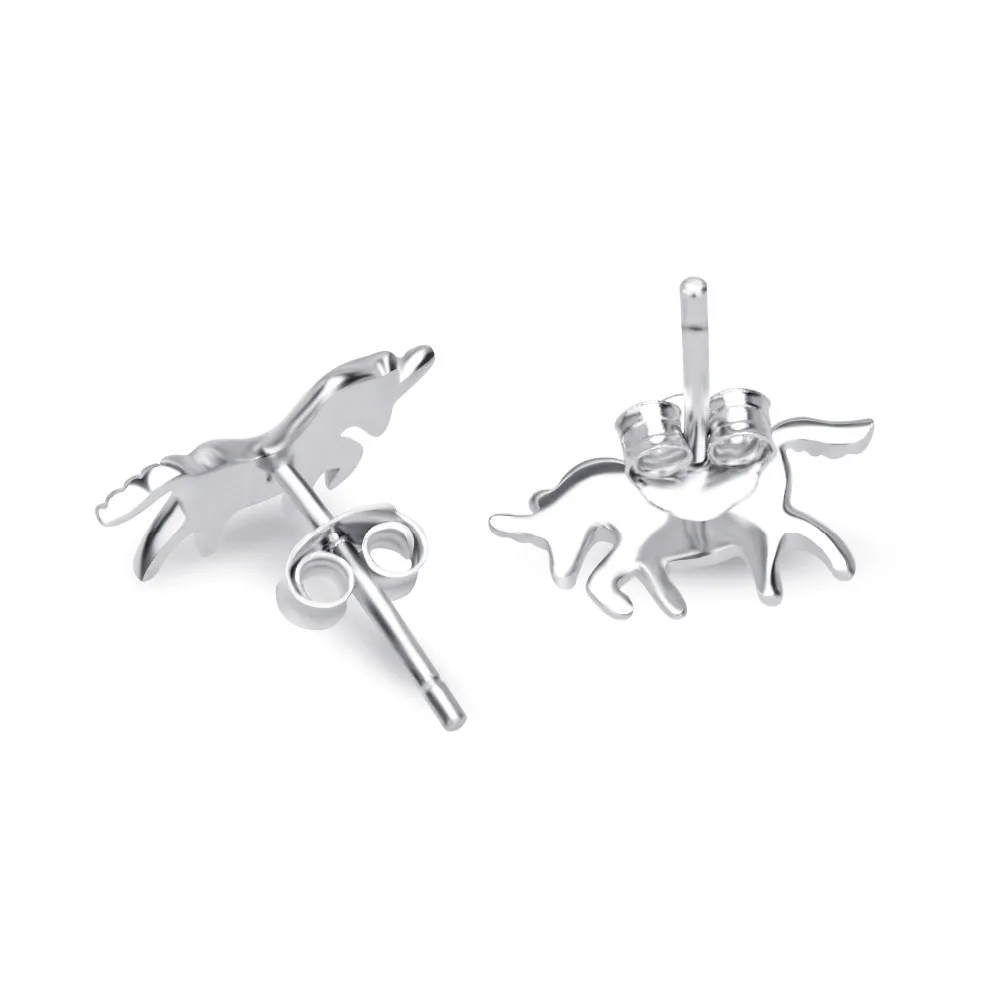 925 пробы серебряные милые серьги гвоздики в виде единорога для женщин женские