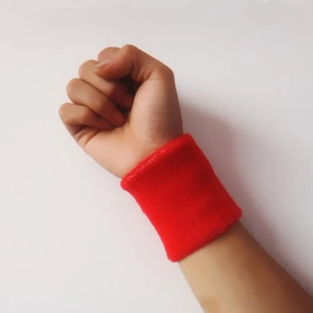 Red Спортивные Напульсники 8 см, впитывающие Пот спортивные Напульсники, махровая ткань, Напульсник для поддержки запястья, обертывания, защита для футбола, баскетбола, напульсник - Цвет: Red