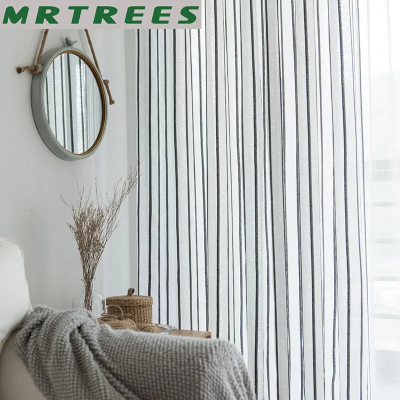 MRTREES полосатый полотно занавески для Гостиная в Спальня шторы Кухня современные