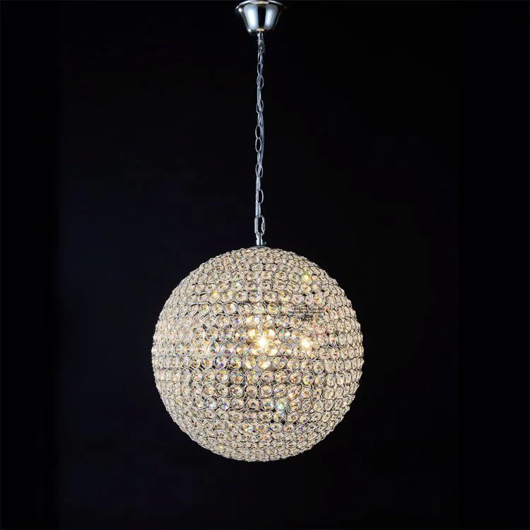 Modern minimalist restaurant k9 Crystal LED pendant light fixture Home deco living room DIY Golden chrome iron ball pendant lamp