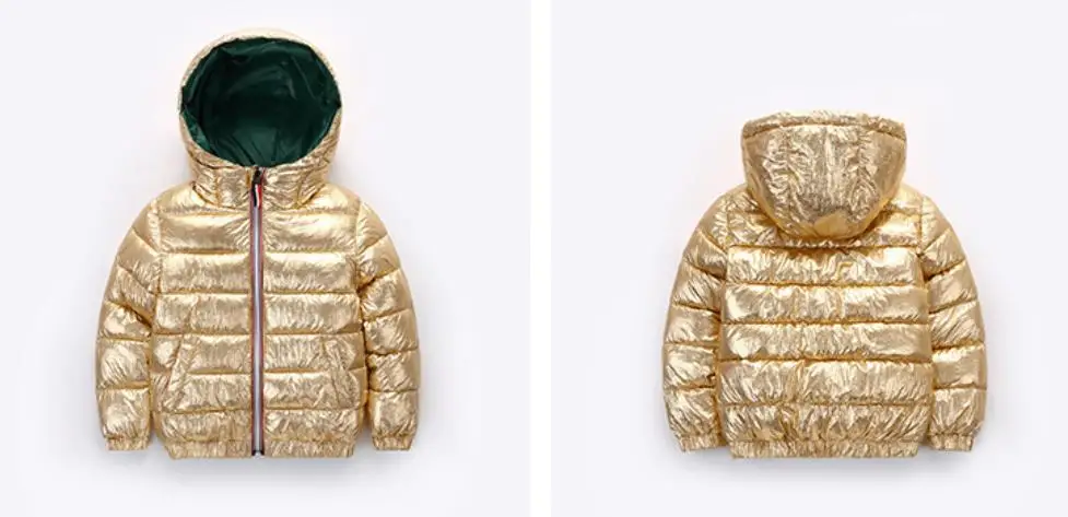 Gold HH/зимнее пальто для девочек; парка для детей; розовый, золотой, серебряный пуховик для мальчиков; зимние куртки для подростков; зимний комбинезон; русская куртка для детей 2, 8, 10 лет - Цвет: Gold