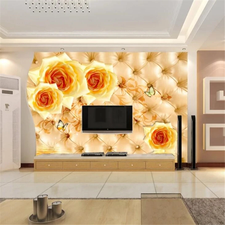 Настенные обои beibehang на заказ 3d фотообои мягкая сумка Золотая Роза задний фон для