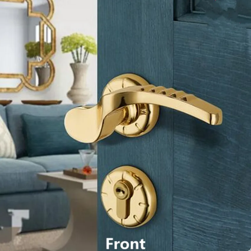 Split gold personalized fashion mute handle lock zinc alloy bedroom door Matte nickel interior solid wooden locks | Обустройство дома