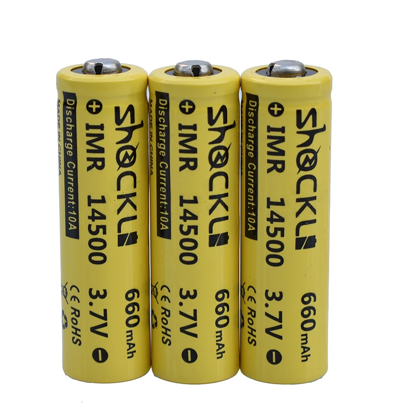 Shockli 14500 AA батарея 3 7 V 660mAh реальная емкость литий ионная аккумуляторная +