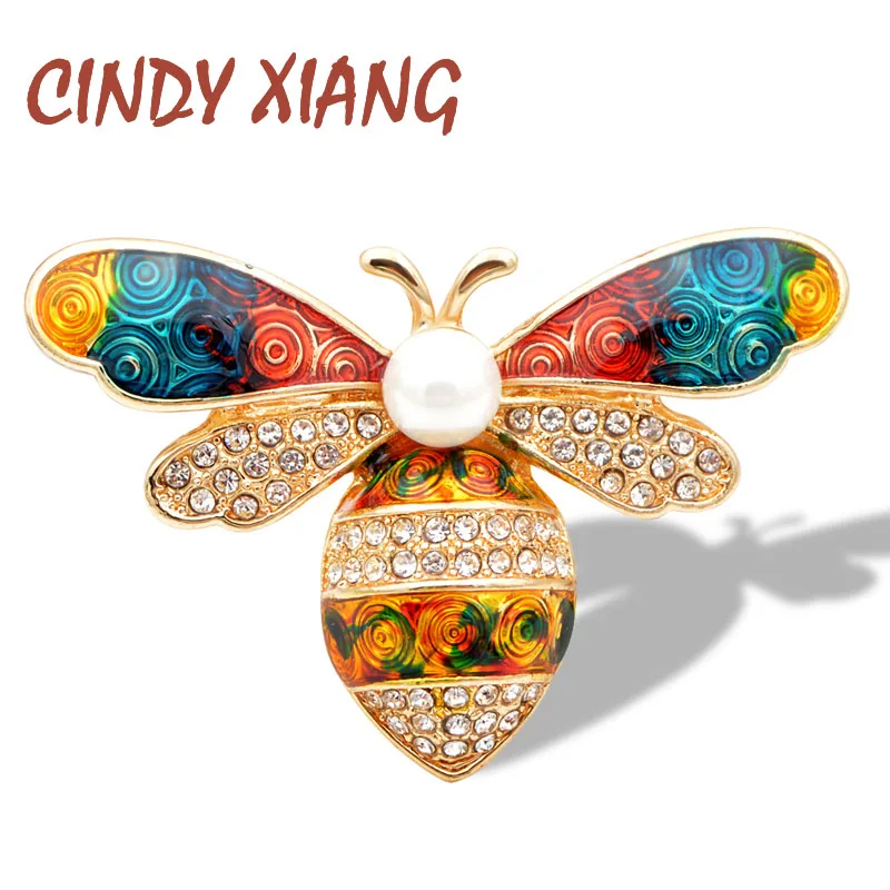 CINDY XIANG 3 Цвета в наличии Стразы Красочные Броши виде пчел для женщин насекомое с