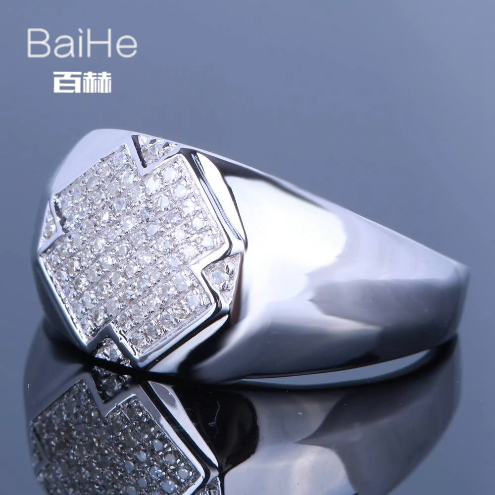 BAIHE подлинной стерлингового серебра 925 0.3CT H/SI круглая огранка Природные Алмазы