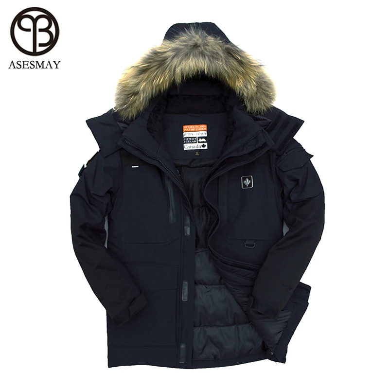 Asesmay 2017 новое поступление Для мужчин пуховик толстый Повседневное утка парка