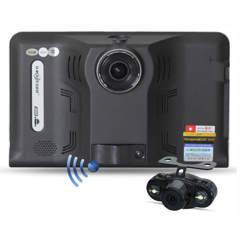 With rear camera 7 дюймов Android Автомобильные видеорегистраторы радар Регистраторы камера FHD 1080P Автомобильный gps навигатор транспортного средства gps 16GB Россия/Европа/Навител карты - Название цвета: With rear camera