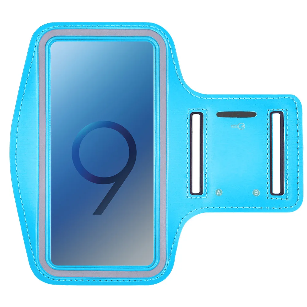sky blue Универсальный спортивный нарукавник для телефона samsung Galaxy S10 S9 S8 Note10 9 8, чехол для спортивной сумки на руку, чехол для активного отдыха на велосипеде - Цвет: sky blue
