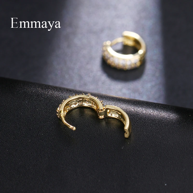 Золотые серьги EMMAYA с круглым Цирконом класса ААА для женщин|Серьги-гвоздики| |
