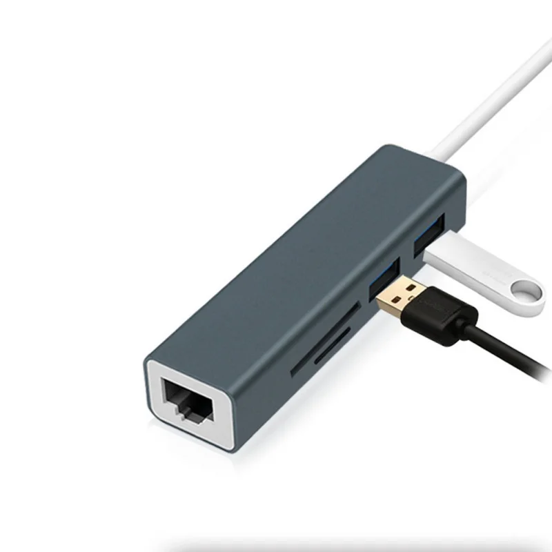5 в 1 USB-C концентратор из алюминиевого сплава Type-C адаптер с RJ45 Ethernet портом USB 3 0 SD/TF