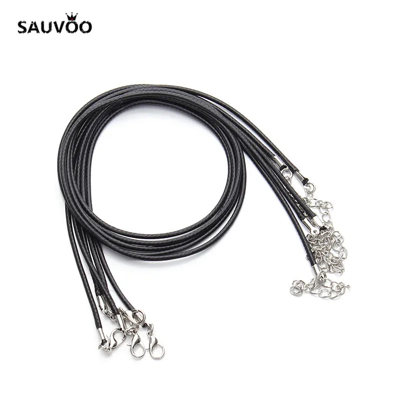 SAUVOO 20 шт./лот 15 цветов модный воск шнур ожерелье цепи шириной 2 мм с застежками