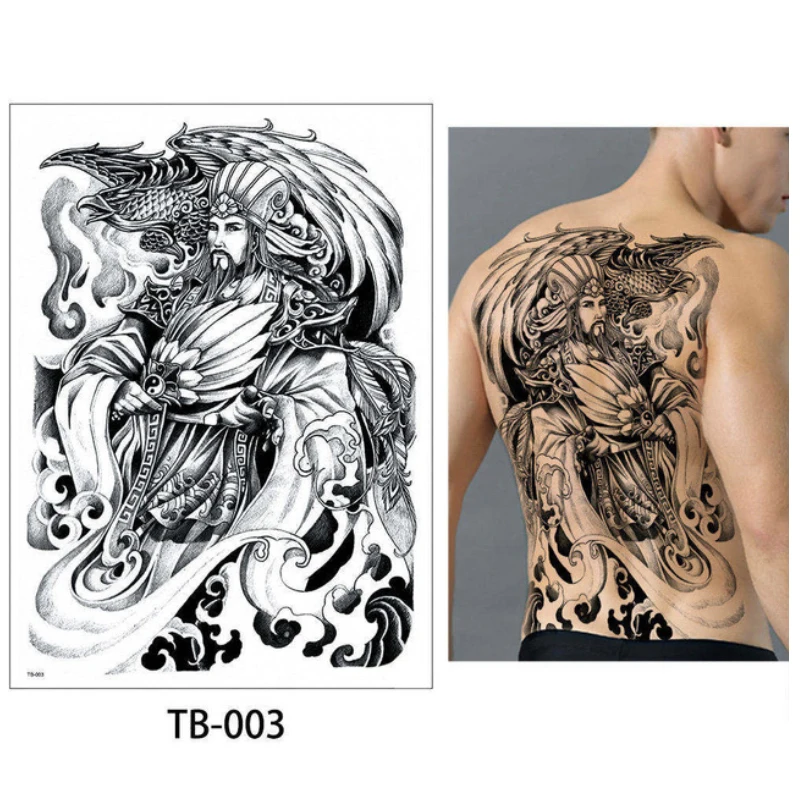 Большой полноэкранный стикер татуировки с тремя глазами Будда волка тигра