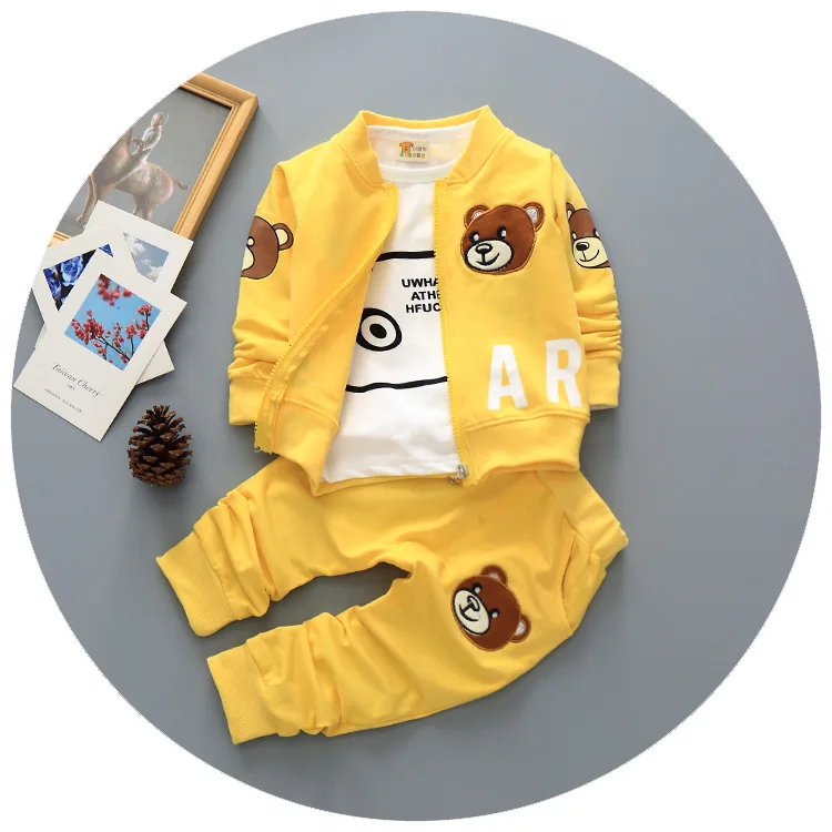 New Spring/autumn Baby Boy Clothing Set Sports Suit baby Lovely Pattern Outfits Clothes Casual Tshirt+coat+pants |