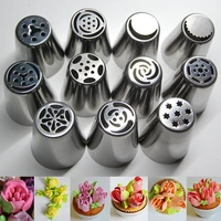 11pcs stainless steel russian tulip icing piping nozzles pastry decorating tips cake cupcake decorator rose kitchen accessories