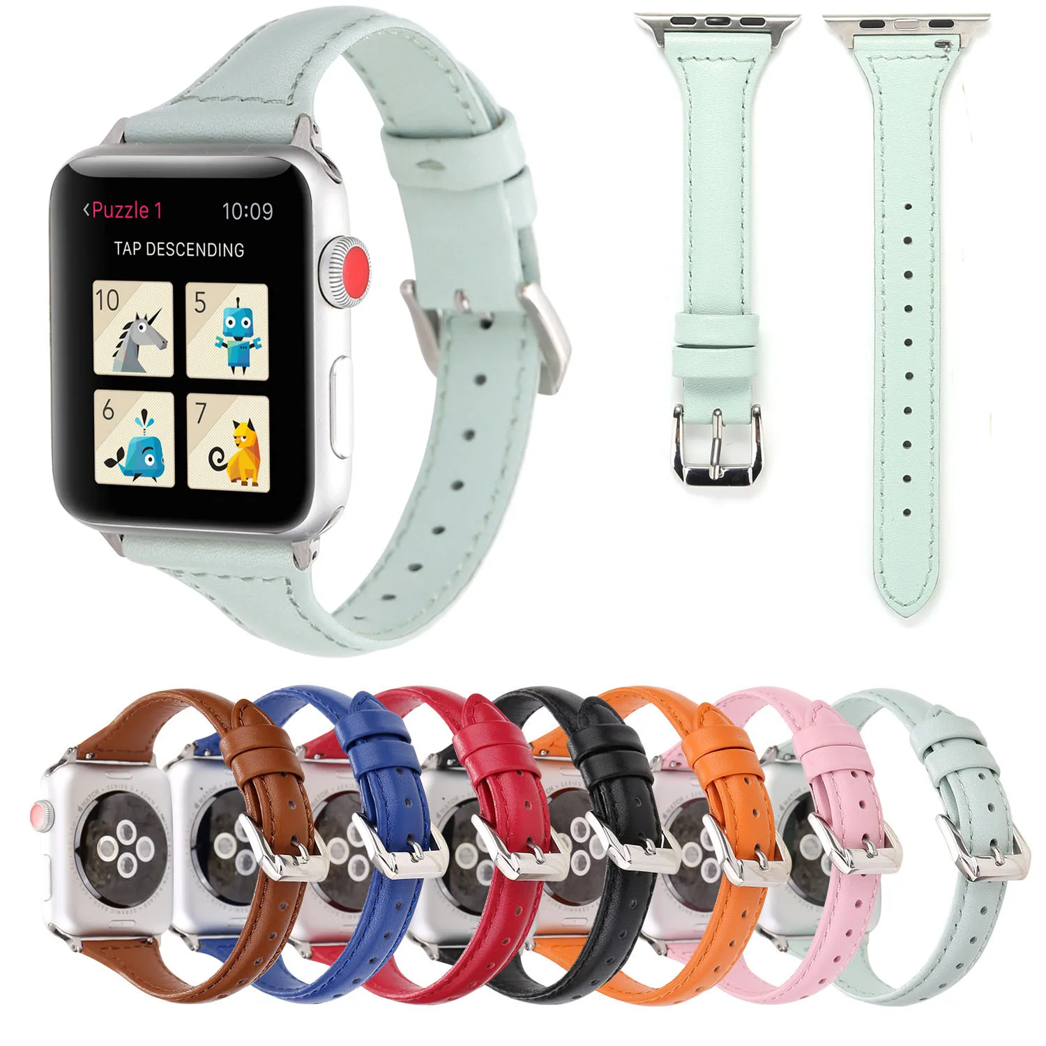 Ремешок тонкий из натуральной кожи для Apple Watch iWatch браслет наручных часов 42 мм 38