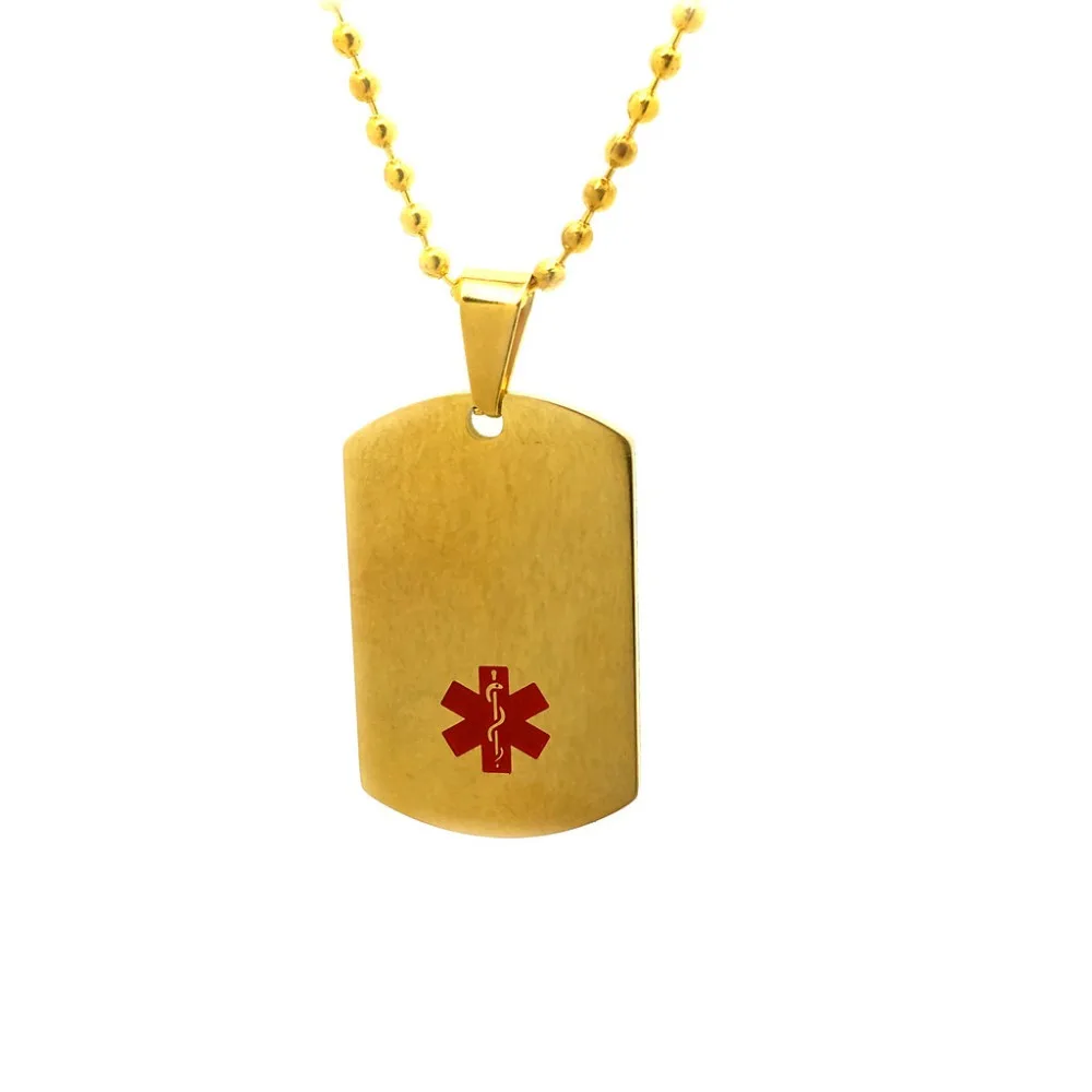 

5pcs Stainless Steel Medical Necklace Pendant for Men and Women Free Chain