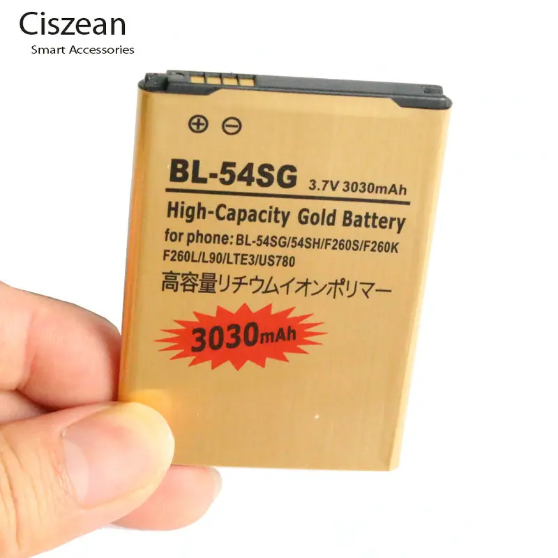 2x3030 mAh BL 54SG 54SH Золотой сменный аккумулятор + универсальное зарядное устройство для LG F260S F260K F260L F260 LTE3 US780 L90 F7 VU3