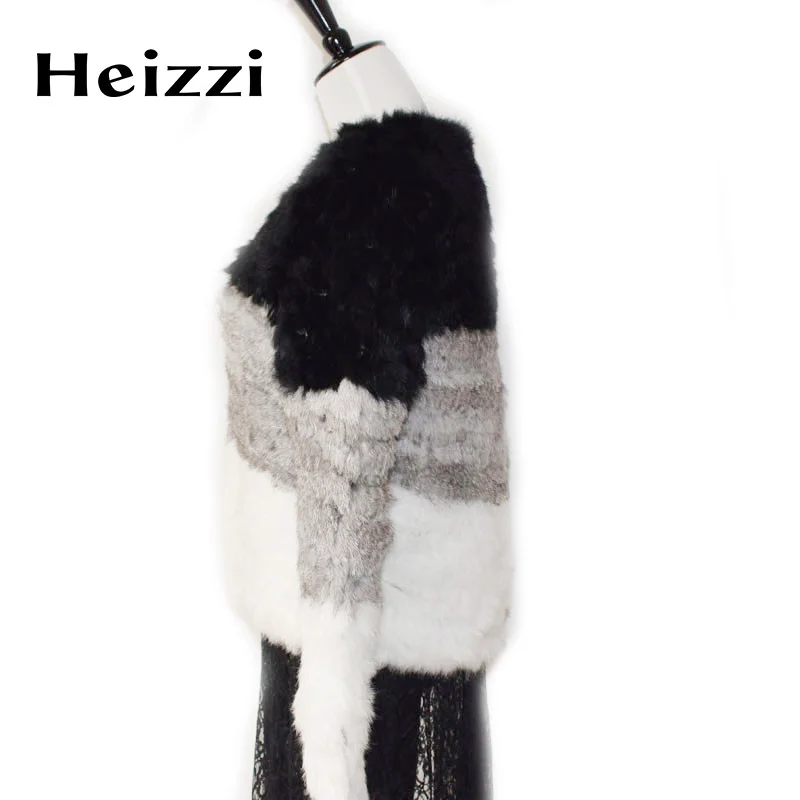 Heizzi вязаные с натуральным кроличьим мехом пальто куртка русский женские зимние