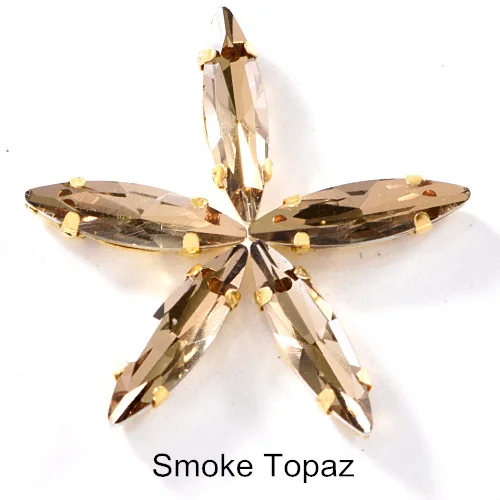 Smoke Topaz 50 шт 4x15 мм конский глаз Форма пришить стразы с коготь Кристалл Стекло Стразы с золотой коготь для Сделай Сам одежда B1194 - Цвет: Smoke Topaz