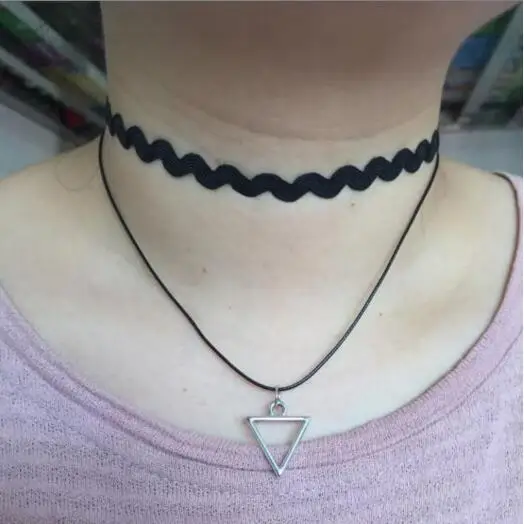 Xl 0218 2019 Двухслойное геометрическое треугольное женское ожерелье готика Ретро