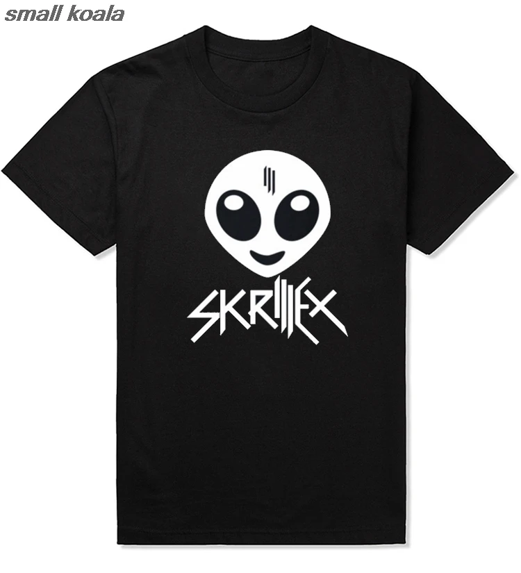 Skrillex футболки для мужчин рок-группа футболка с принтом в стиле хип-хоп мужские хлопковые футболки наивысшего качества с коротким рукавом забавные DJ футболки топы - Цвет: black 1