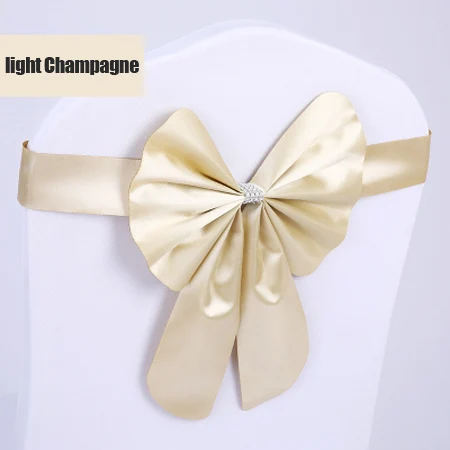 Light Champagne Горячая Распродажа 100 шт./лот 16 цветов Свадебная вечеринка украшение в виде банта; галстука-бабочки Пряжка гостиничных залах торжеств полиэстер пластиковый стул Обложка эластичная лента для стула группа - Цвет: Light Champagne