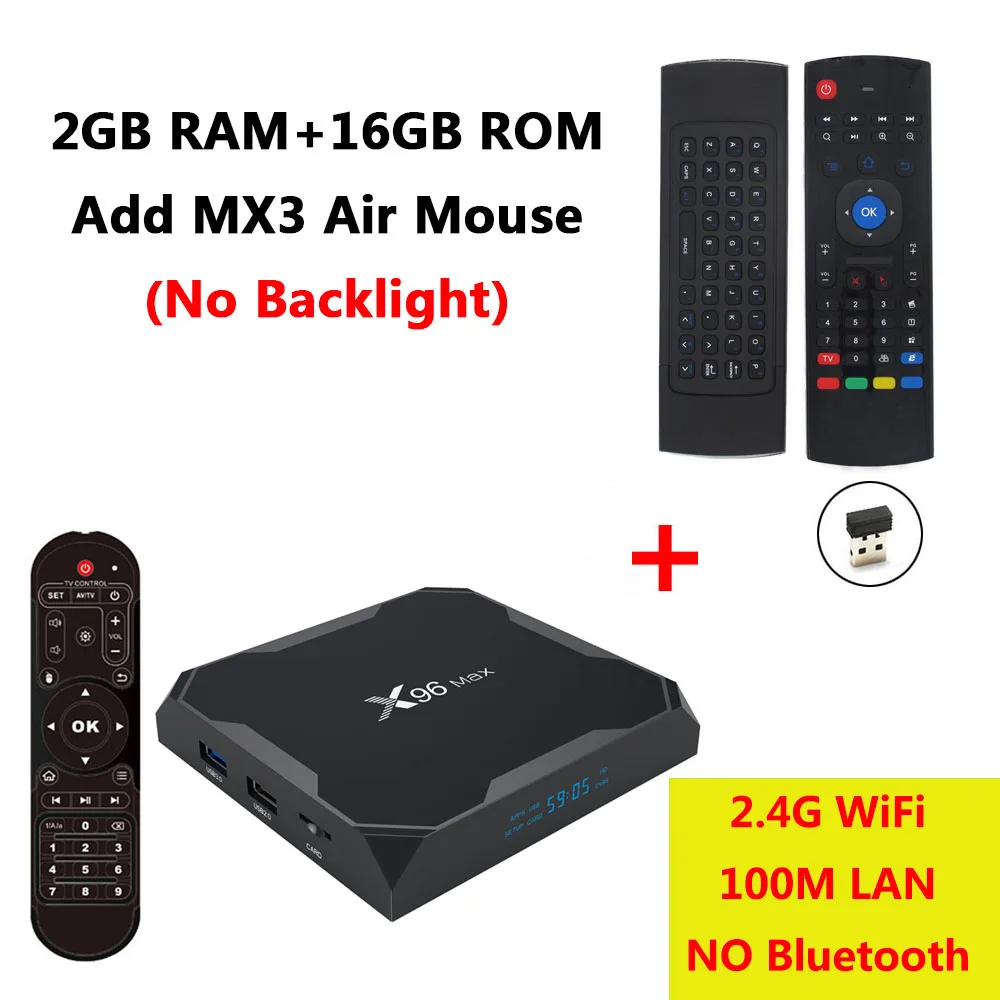 2GB 16GB add MX3 X96 MAX 4 ГБ ОЗУ 64 Гб ПЗУ Смарт Android 8,1 ТВ коробка Amlogic S905X2 четырехъядерный 1000M LAN 2,4G 5G WiFi Bluetooth 4K HD медиаплеер - Цвет: 2GB 16GB add MX3