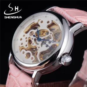 Часы SHENHUA женские, кожаные, автоматические, механические, под платье