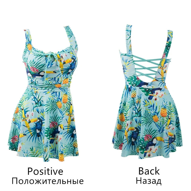 Новинка купальник с цветочным принтом Цельный высокая талия u образный вырез