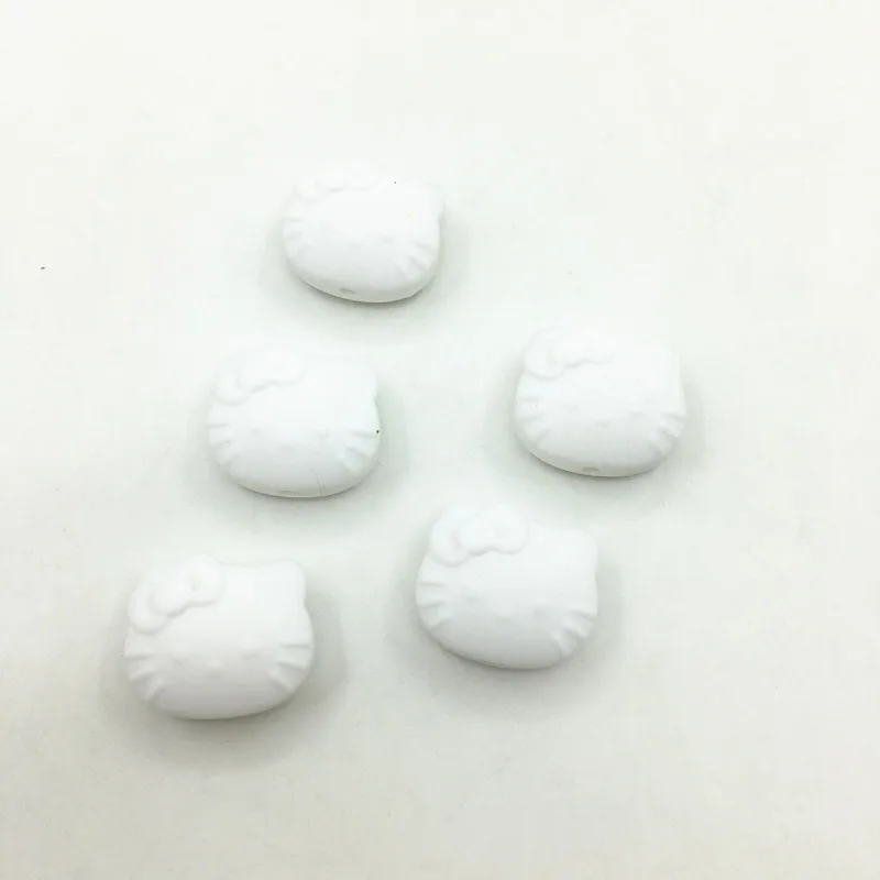 white 10 шт., силиконовые мини-бусины hello kitty, пищевого качества, силиконовые бусины-прорезыватели, милые DIY, прорезыватели для зубов, ожерелье для кормления, Детские бусины-прорезыватели - Цвет: white