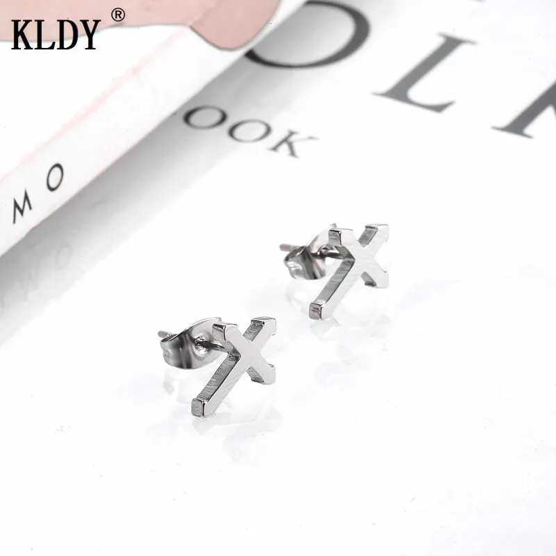 KLDY золотые серьги, женские серьги-гвоздики с крестом, серебряные серьги из нержавеющей стали, простые серьги-гвоздики для женщин и мужчин, маленькие ювелирные изделия, Прямая поставка