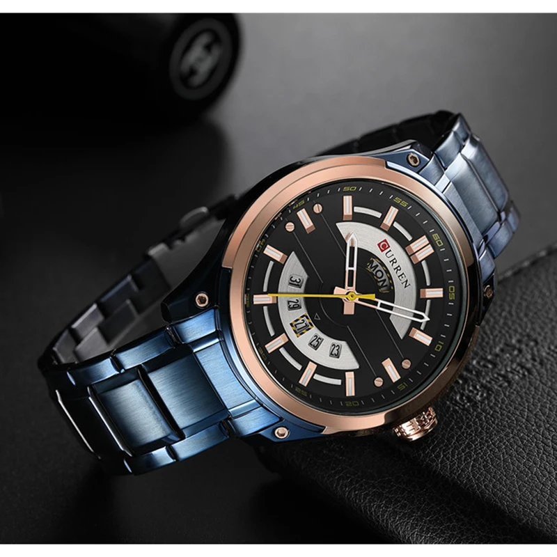 Часы CURREN Мужские наручные кварцевые модные роскошные спортивные из нержавеющей
