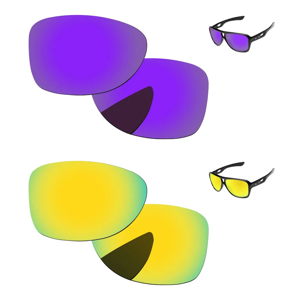 

Поляризованные Сменные линзы 24K, золотистые и плазменные фиолетовые, 2 пары, для отправки 2, оправа для солнцезащитных очков 100%, защита от Уфа ...