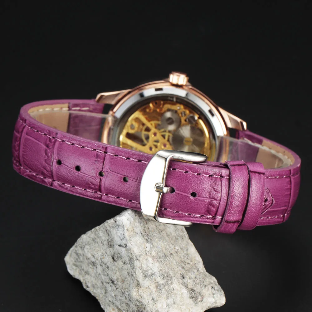 Модные брендовые часы WINNER женские механические со скелетом ремешок из