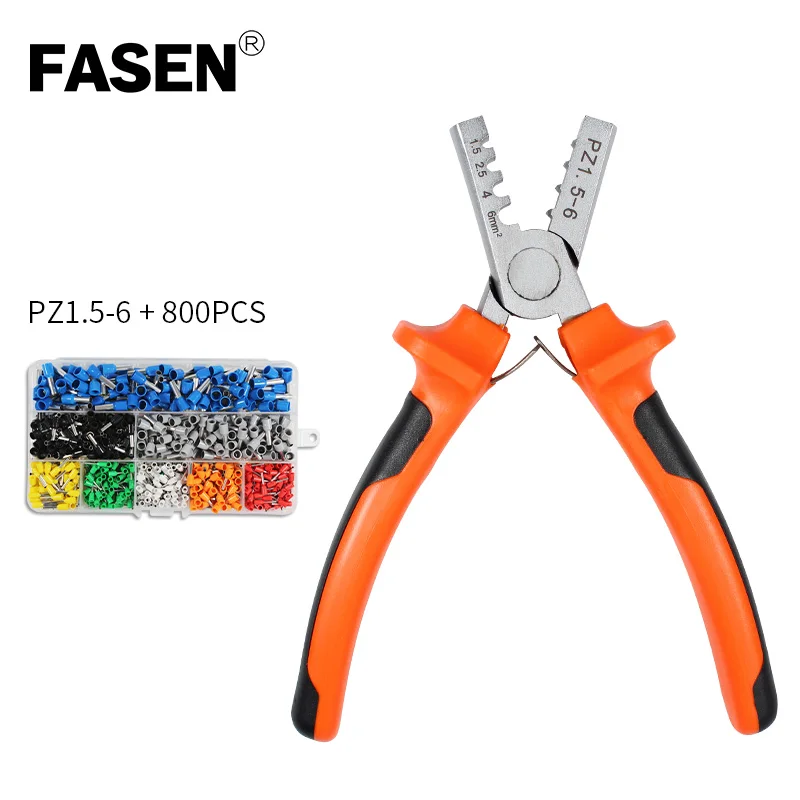PZ1.5-6 800p Kit PZ 0,25-2,5/1,5-6 1200 шт. Кабельный разъем штыревого соединения с ручным наконечником обжимные трубки плоскогубцы кримпер обжимной инструмент набор AWG 10-23 обжимные клещи для трубок - Цвет: PZ1.5-6 800p Kit
