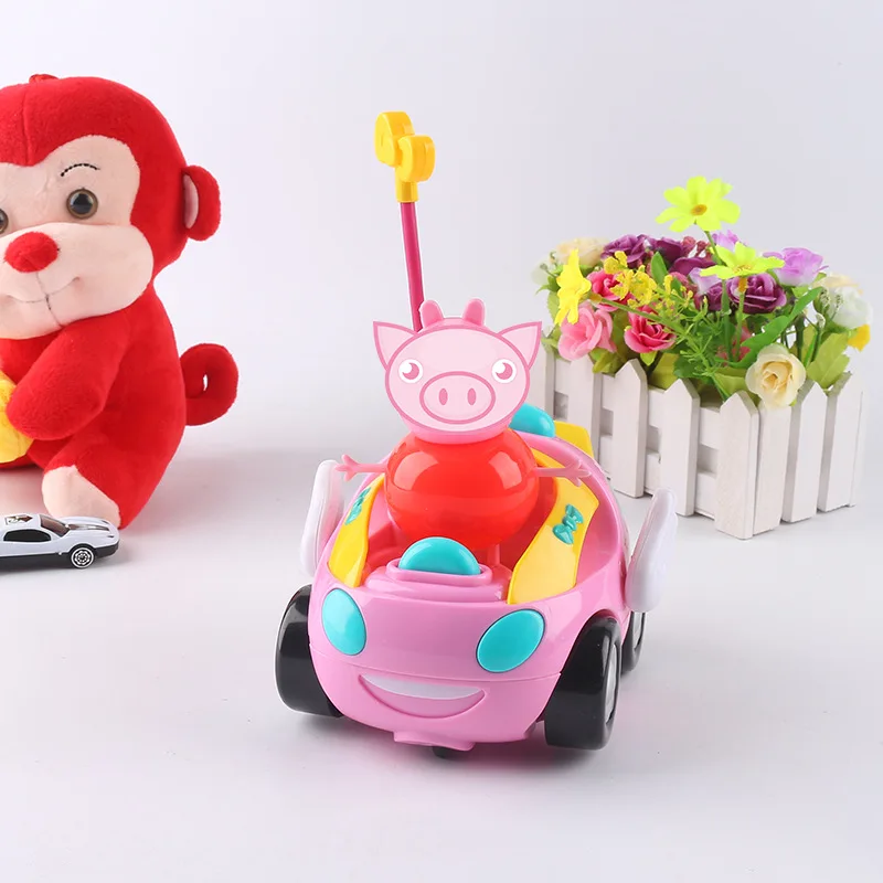 peppa pig Детские Мальчики Девочки Дораэмон дистанционного управления электрические игрушки автомобиль детская машинка на ру высокая скорость милый кот Мультфильм Музыкальная лампа детский автомобиль игрушка - Цвет: peppa pig